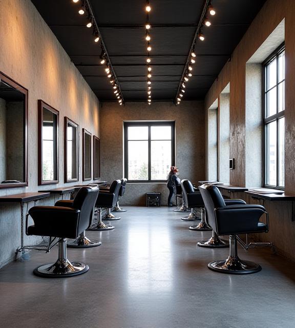 Industrial brutalist interior of DuskVibe Studios